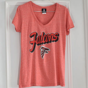 Atlanta Falcons Football T Shirt Women Medium NFL NFC Team Sporty V Neck Casual